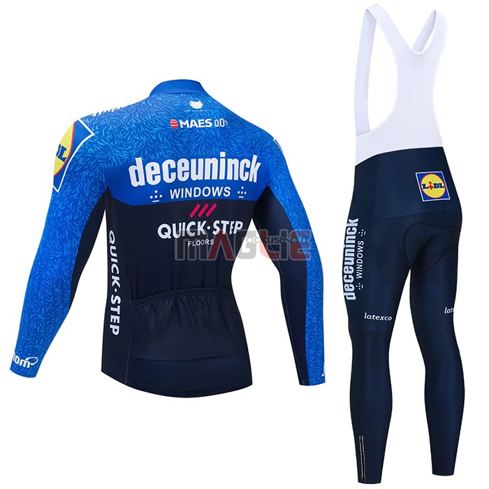 Maglia Deceuninck Quick Step Manica Lunga 2021 Blu Nero